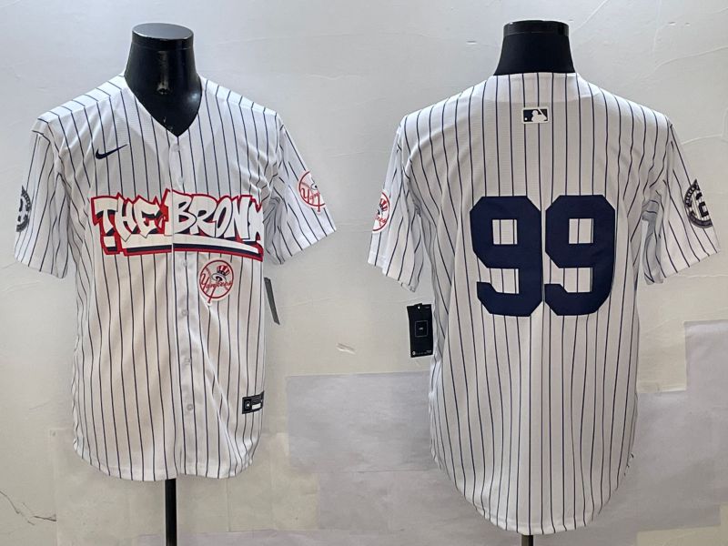 Men New York Yankees #99 Judge White Stripe four generations Joint Name 2025 Nike MLB Jersey style 6->new york yankees->MLB Jersey